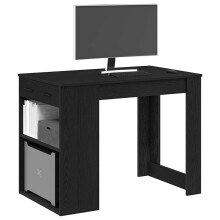 Berkfield Desk with Drawer and Shelf Black Oak 102x62x77.5 cm Engineered Wood