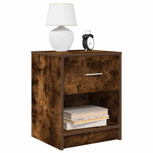 Berkfield Bedside Cabinets 2 pcs with Drawer Smoked Oak 40x34x50 cm