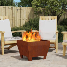 Berkfield Fire Pit Brown 50 x 50 x 38 cm Weathering Steel
