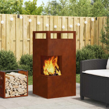 Berkfield Fire Pit Brown 50 x 50 x 100 cm Weathering Steel
