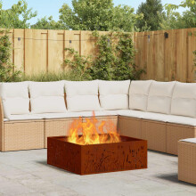 Berkfield Fire Pit Brown 80 x 80 x 30 cm Weathering Steel