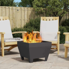 Berkfield Fire Pit Black 50 x 50 x 38 cm Steel