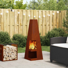 Berkfield Fire Pit Brown 35 x 35 x 100 cm Weather Steel