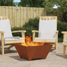 Berkfield Fire Pit Brown 60 x 60 x 30 cm Weather Steel