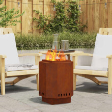 Berkfield Smokeless Fire Pit Brown 38 x 38 x 51 cm Weathering Steel
