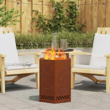 Berkfield Smokeless Fire Pit Brown 38 x 38 x 51 cm Weathering Steel