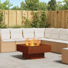 Berkfield Fire Pit Brown 80 x 80 x 40 cm Weathering Steel