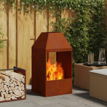 Berkfield Fire Pit Brown 50 x 50 x 100 cm Weathering Steel