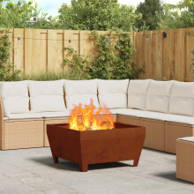 Berkfield Fire Pit Brown 80 x 80 x 43 cm Weathering Steel