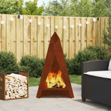 Berkfield Fire Pit Brown 58 x 40 x 100 cm Weathering Steel