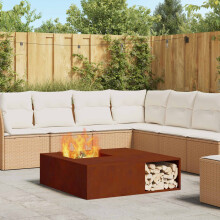 Berkfield Fire Pit Brown 100 x 100 x 30 cm Weathering Steel