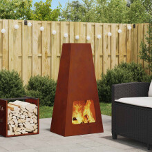 Berkfield Fire Pit Brown 50 x 35 x 100 cm Weathering Steel