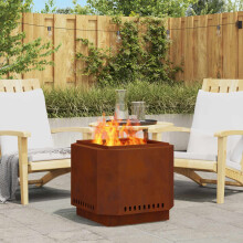 Berkfield Smokeless Fire Pit Brown 58 x 58 x 51 cm Weathering Steel