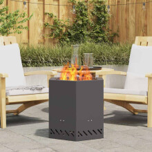 Berkfield Smokeless Fire Pit Black 48 x 48 x 51 cm Steel