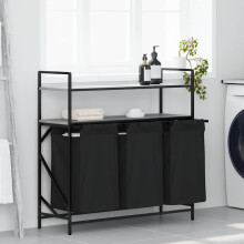 Berkfield Laundry Basket 3 Compartments with Shelves Grey Sonoma