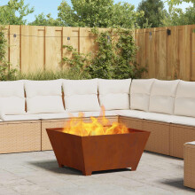 Berkfield Fire Pit Brown 80 x 80 x 40 cm Weathering Steel