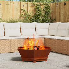 Berkfield Fire Pit Brown 75 x 75 x 28 cm Weathering Steel
