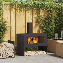 Berkfield Fire Pit Black 80 x 50 x 96 cm Cold-rolled Steel