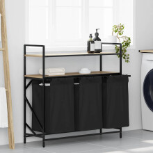 Berkfield Laundry Basket 3 Compartments with Shelves Sonoma Oak