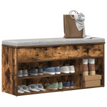 Berkfield Shoe Bench Smoked Oak 102x30.5x45 cm Engineered Wood