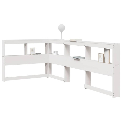 Berkfield Bookcase Headboard L-Shaped White 80 cm Solid Wood Pine