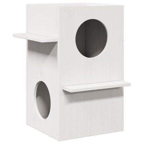 Berkfield Cat House White 43x43x60 cm Solid Wood Pine