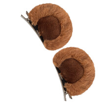 Soft Hairpin Artificial Bear Ear Hair Clip for-Brown hairpin