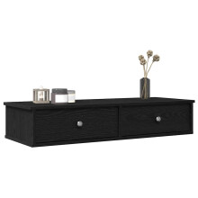 Berkfield Wall Shelf with Drawers Black 100x37.5x19 cm Engineered Wood