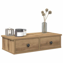 Berkfield Wall Shelf with Drawers Artisian Oak 60x28x15 cm Engineered Wood