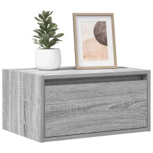 Berkfield Wall-mounted Bedside Cabinet with LED Lights Grey Sonoma