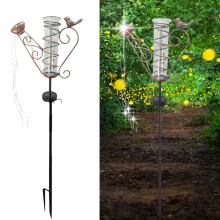 Pluviomètre lulshou de 89 cm (35,1 pouces), décorations de jardin lumineuses solaires avec 16 LED blanc chaud, décoration extérieure en métal