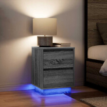 Berkfield Bedside Cabinets with LED Lights†2 pcs Grey Sonoma 38x34x50 cm
