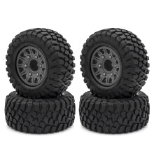 4PCS 1/10 RC Short Course Truck Tires and Wheels Set, DeepTraction Grip, 12/14/17mm Hex Fit for Traxxas Slash Arrma Redcat Axial