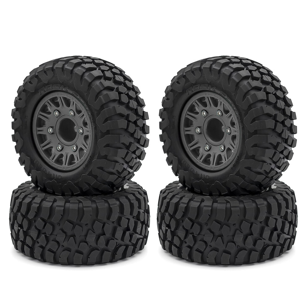 4Pcs 1/10 Rc Short Course Truck Tires And Wheels Set, Deeptraction Grip, 12/14/17Mm Hex Fit For Traxxas Slash Arrma Redcat Axial Black 9045646567860