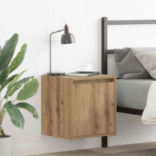 Berkfield Wall-Mounted Bedside Cabinet Artisan Oak 38x34x40 cm