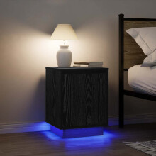 Berkfield Bedside Cabinets with LED Lights†2 pcs Black 38x34x50 cm