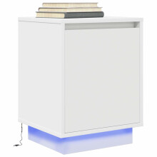 Berkfield Bedside Cabinet with LED Lights†White 38x34x50 cm