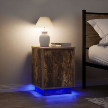 Berkfield Bedside Cabinets with LED Lights†2 pcs Smoked Oak 38x34x50 cm