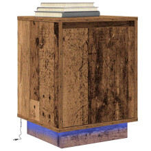 Berkfield Bedside Cabinet with LED Lights†Old Wood 38x34x50 cm