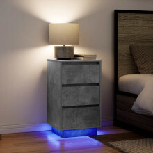 Berkfield Bedside Cabinet with LED Lights†Concrete Grey 38x34x65 cm