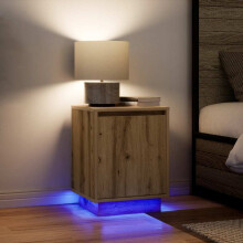 Berkfield Bedside Cabinets with LED Lights†2 pcs Artisan Oak 38x34x50 cm