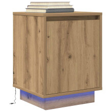 Berkfield Bedside Cabinet with LED Lights†Artisan Oak 38x34x50 cm