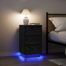 Berkfield Bedside Cabinet with LED Lights†Black 38x34x65 cm