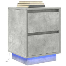 Berkfield Bedside Cabinet with LED Lights†Concrete Grey 38x34x50 cm