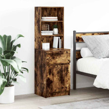 Berkfield Bedside Cabinet Smoked Oak 39x35x125 cm Engineered Wood