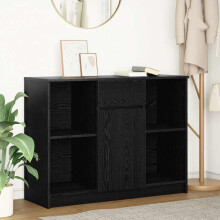 Berkfield Sideboard with Drawer Black Oak 101x35x76 cm Engineered Wood