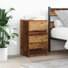 Berkfield Bedside Cabinet with 3 Drawers Old Wood 39x35x65 cm