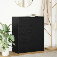 Berkfield Sideboard with Drawers Black Oak 71x35x84 cm Engineered Wood