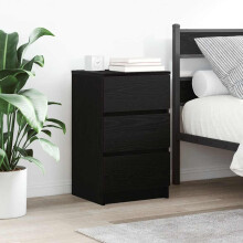 Berkfield Bedside Cabinet with 3 Drawers Black 39x35x65 cm