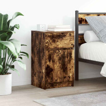 Berkfield Bedside Cabinet Smoked Oak 39x35x65 cm Engineered Wood